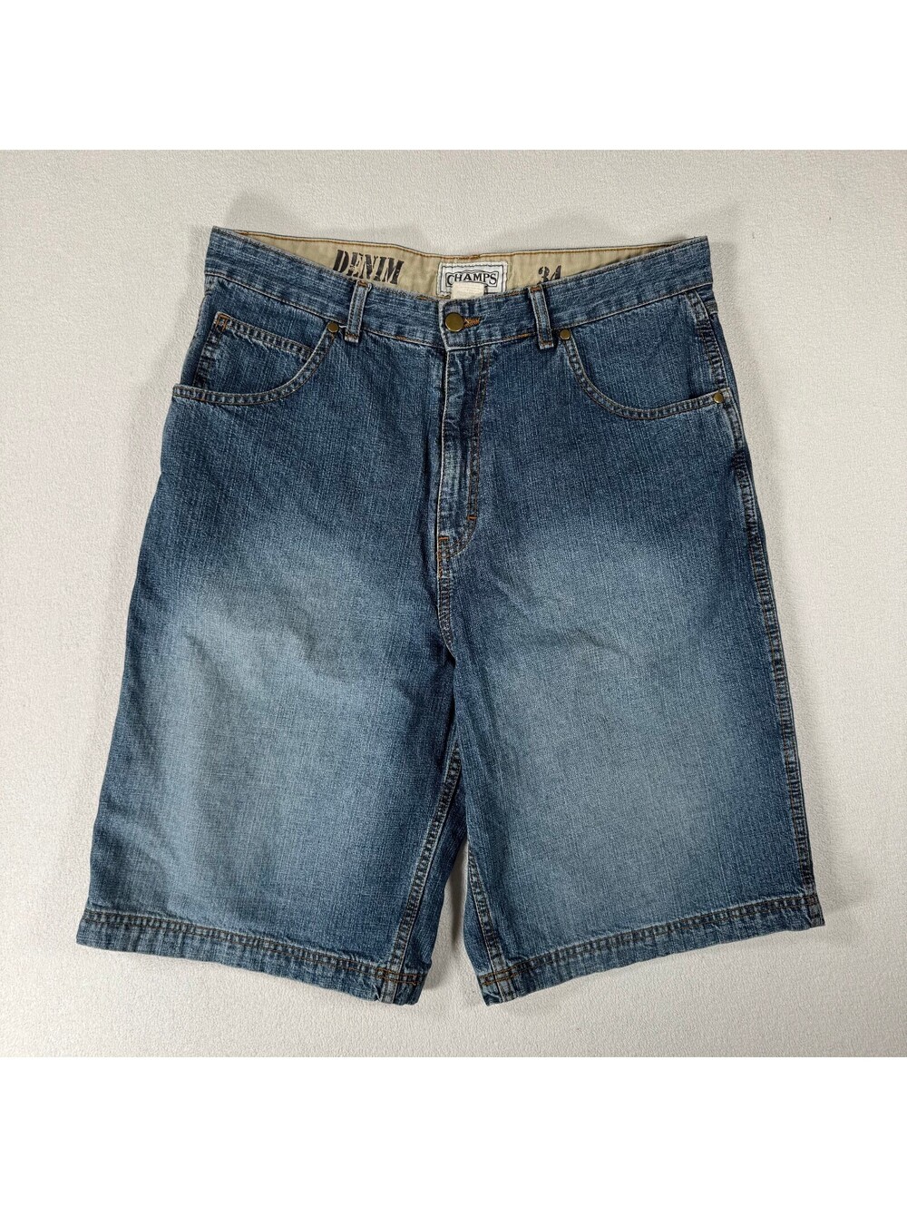 Vintage Y2K Champs Medium Wash Baggy Jorts Skater Style